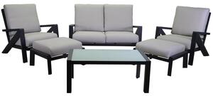 Set Salotto da Giardino Divano 2 Poltrone e Tavolino in Alluminio Miller Antracite