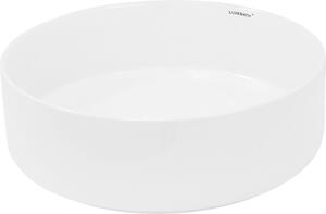LuxeBath Lavabo Lavabo da appoggio, rotondo, Ø 35,5x12 cm, bianco, Vetroceramica