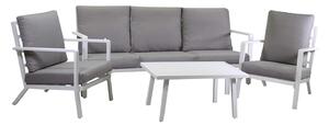 Set Salotto da Giardino Divano 2 Poltrone e Tavolino in Alluminio new Boston Bianco