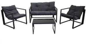 Set Salotto da Giardino Divano 2 Poltrone e Tavolino in Metallo Newport Antracite