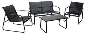 Set Salotto da Giardino Divano 2 Poltrone e Tavolino in Metallo Jewell Antracite