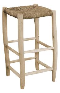 Sgabello Bar 35x35xh65 cm in Legno con Seduta Impagliata Naturale