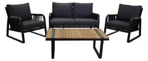 Set Salotto da Giardino Divano 2 Poltrone e Tavolino in Alluminio Idaho Antracite
