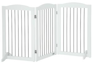 PawHut Cancellino per Cani Pieghevole a 3 Pannelli in Legno e Acciaio, 154x30x80 cm, Bianco | Aosom Italy