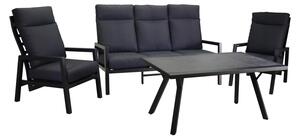 Set Salotto da Giardino Divano 2 Poltrone e Tavolino in Alluminio Frisco Antracite