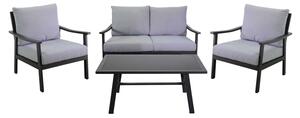 Set Salotto da Giardino Divano 2 Poltrone e Tavolino in Alluminio Shelton Antracite