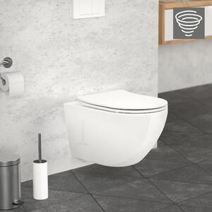 LuxeBath WC sospeso senza bordo, bianco, lungo, scarico Tornado