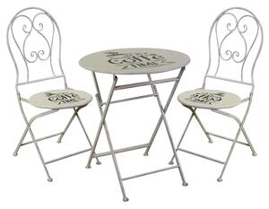 Set Tavolino e 2 Sedie Ø60xh70,5 cm in Metallo Bianco