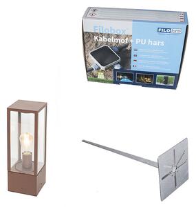 Lampada da esterno industriale in piedi marrone ruggine 40 cm IP44 - Charlois