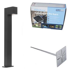 Lampada da esterno industriale da terra nera 65 cm IP44 - Baleno