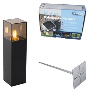 Lampada da esterno a palo nera con paralume fumé 30 cm - Denmark