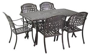 Tavolo da Giardino 150x90xh73 cm con 6 Sedie in Alluminio Maryland Antracite