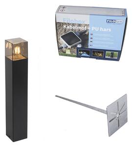 Lampada da esterno da terra nera 50 cm IP44 con effetto vetro fumé - Danimarca