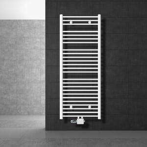 LuxeBath radiatore bagno attacco centrale 600 x 1500 mm bianco diritto con termostato e set di collegamento Angolo universale e diritto passante, senza elemento riscaldante