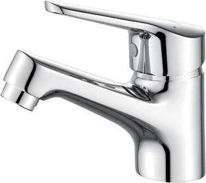 Rubinetto per lavabo, miscelatore moderno con una sola leva e finitura lucida