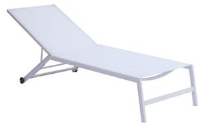 Lettino Prendisole da Giardino 195x70x34 cm con Ruote Avorio