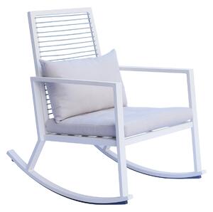 Sedia a Dondolo da Giardino 65x91x89 cm con Cuscino in Alluminio Bianco