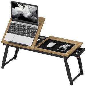 HOMCOM Supporto Monitor Inclinabile e Regolabile con Cassetto Laterale, in Legno, 86x33x22.5-32 cm, Rovere e Nero | Aosom Italy