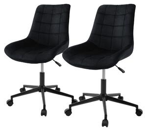 ML-Design, 2 sedie da ufficio con schienale, nero, seduta in velluto con struttura in metallo