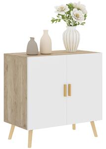 HOMCOM Mobile Multiuso con Ripiano Regolabile su 3 Livelli e Base Rialzata, in Legno, 76x41.2x74 cm, Bianco e Rovere | Aosom Italy