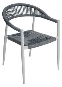 Sedia da Giardino 56x78x59 cm Milano con Corda Sintetica e Allumino Bianco e Grigia