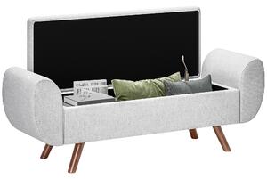 HOMCOM Panca Contenitore Fondo Letto con Braccioli in Tessuto, Gambe in Legno e Vano da 53.8L, 132x42x50 cm, Grigio | Aosom Italy