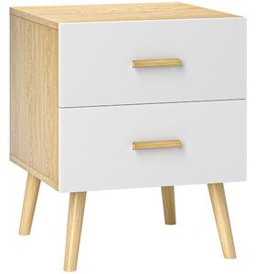 HOMCOM Comodino con 2 Cassetti in Legno in Stile Scandinavo, 40x40x50 cm, Rovere | Aosom Italy