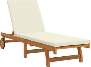 Lettino da sole Marrone e Crema 199 x 63 x 85 cm