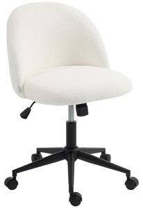 Sedia da scrivania HOMCOM, sedia da ufficio regolabile in altezza, con rivestimento in Pelle finta effetto teddy, colore crema