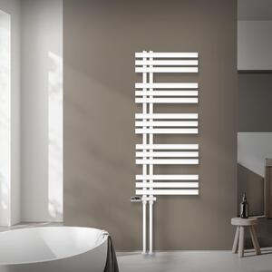 Radiatore da bagno LuxeBath Design, 500x1200 mm, bianco, set di collegamento termostatico tramite attacco a pavimento, senza elemento riscaldante