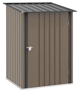 Outsunny Casetta da Giardino Porta Attrezzi in Acciaio Galvanizzato e Porta, 100x103x160cm, Marrone | Aosom Italy