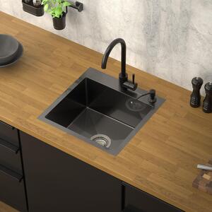 ML-Design lavello da cucina Lavello in acciaio inox con scarico e troppopieno, antracite, in acciaio inox