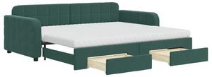 VidaXL Divano letto estraibile con cassetti Verde scuro 90x200 cm Velluto