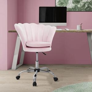 ML-Design sedia da ufficio in velluto rosa chiaro sedia da trucco con schienale a conchiglia, sedia girevole con rotelle, sedia da scrivania regolabile in altezza sgabello girevole