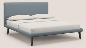 Noel letto minimal scandinavo con piedi in mogano e tessuto fiammato i