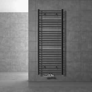 LuxeBath radiatore bagno attacco centrale 600 x 1500 mm antracite dritto con set di collegamento incl. termostato parete d'angolo antracite, senza elemento riscaldante