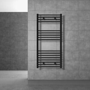 LuxeBath radiatore per bagno Sahara, 600x1200 mm, nero, diritto con attacco laterale, senza elemento riscaldante