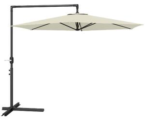 Outsunny Ombrellone da Giardino Decentrato 3x2.5 m con Base a Croce e Apertura a Manovella, Beige|Aosom