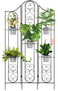 Outsunny Portapiante Verticale Pieghevole con 5 Vasi da Esterno in Metallo, 82x12.5x150cm, Nero|Aosom