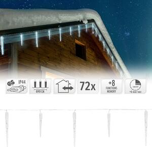 Catena luminosa a ghiaccioli con 72 LED - Lunghezza 6,9 m - Luce bianco-blu - Adatta per interni ed esterni - IP44 - 8 modalità di illuminazione incl. telecomando - Funzione timer