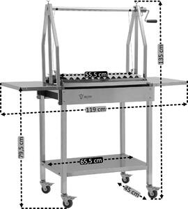 BBQ-Toro griglia per asado in acciaio inox, 119 x 45 x 135 cm, griglia a carbone argentina con ripiani laterali