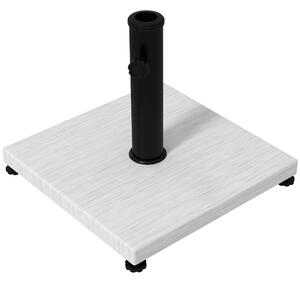 Base per Ombrellone da 25kg in Metallo e Cemento con Effetto Legno 45x45x33.5cm Bianco