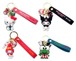 Set 24 Portachiavi Hello Kitty e Friends 3D in Silicone per Bambini Varie Colorazioni