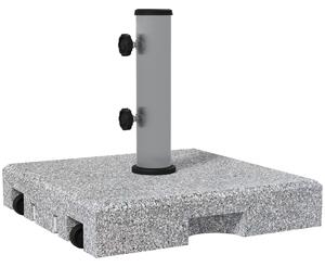 Base per Ombrellone da 28kg in Granito con Maniglia Estensibile e Rotelle 41x41x37.5cm Grigio