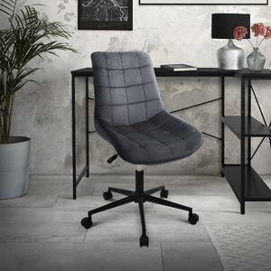 Sedia da ufficio ML-Design in velluto grigio con struttura in metallo; sedia imbottita con schienale regolabile in altezza e rotazione a 360°, ergonomica, ideale per l'home office o l'ufficio