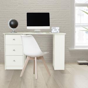 ML-Design scrivania con 3 cassetti e 3 ripiani, spazio di archiviazione, bianco, 120x49x72 cm