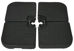 Base per Ombrellone 4 Pezzi in HDPE Riempibili 104x104x7.5 cm Nera