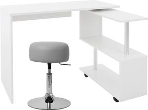 ML-Design Scrivania a L con sgabello, 150x88x75 cm, bianco, in MDF