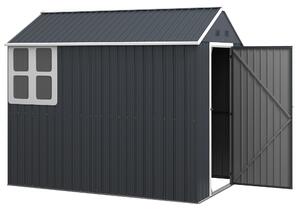 Casetta da Giardino Porta Attrezzi 259x172x222 cm in Acciaio Zincato e PP Grigia e Bianca