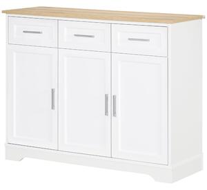 Credenza Moderna 3 Cassetti e 3 Ante 101x39x82 cm in MDF e Truciolato Bianco